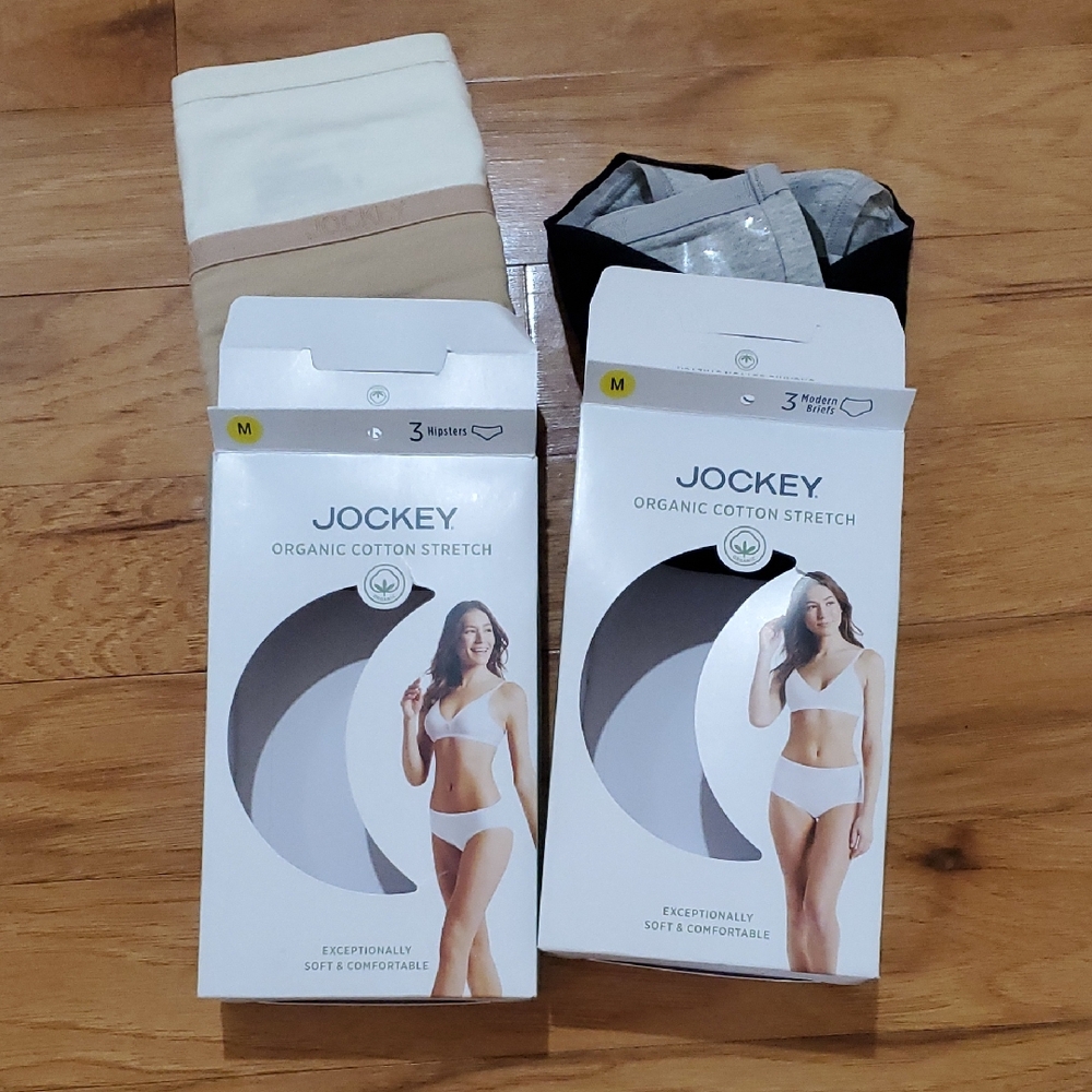 Jockey NWT M Organic Cotton Stretch Briefs - Cream, Tan, Black, Grey 4 Total